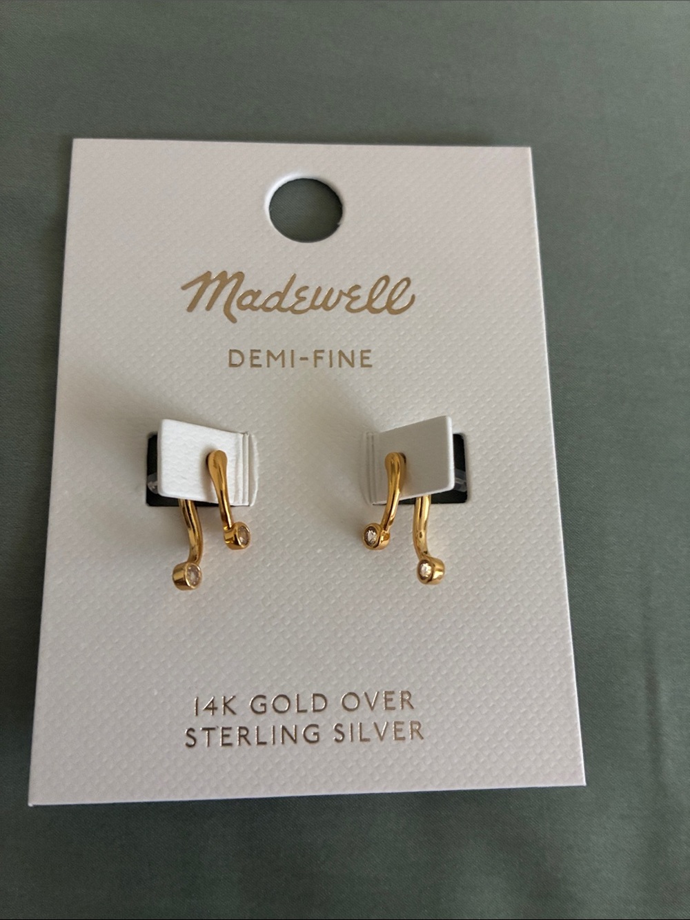 Madewell 14k gold sterling silver Droplet Huggie Earrings with Crystal